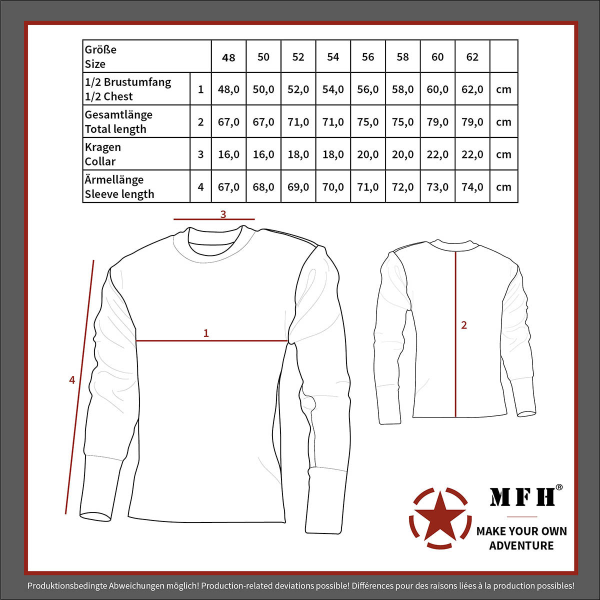 MFH BW Pullover, mit Brusttasche, 05021A
