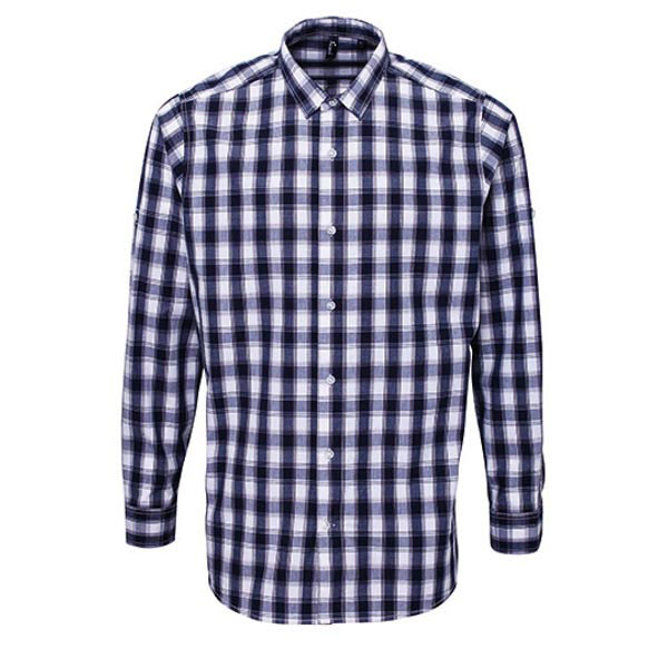 Premier Workwear Men`s Mulligan Check Cotton Long Sleeve Shirt PW250