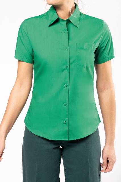 KARIBAN Damen Bluse kurzarm Popeline K548
