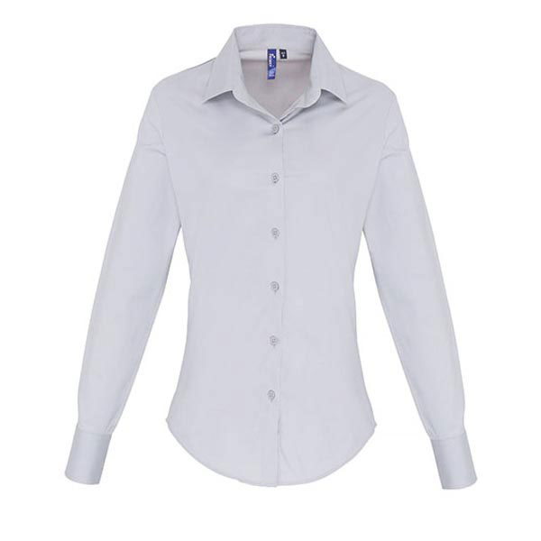Premier Workwear Ladies Stretch Fit Cotton Poplin Long Sleeve Shirt PW344