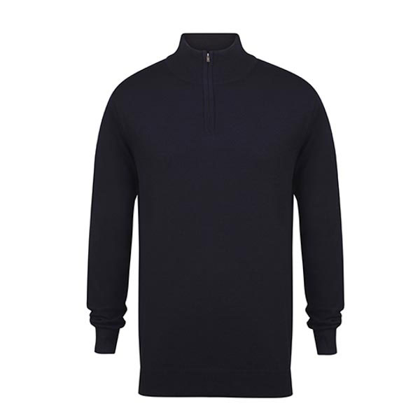 Henbury Men`s Quarter Zip Jumper W729