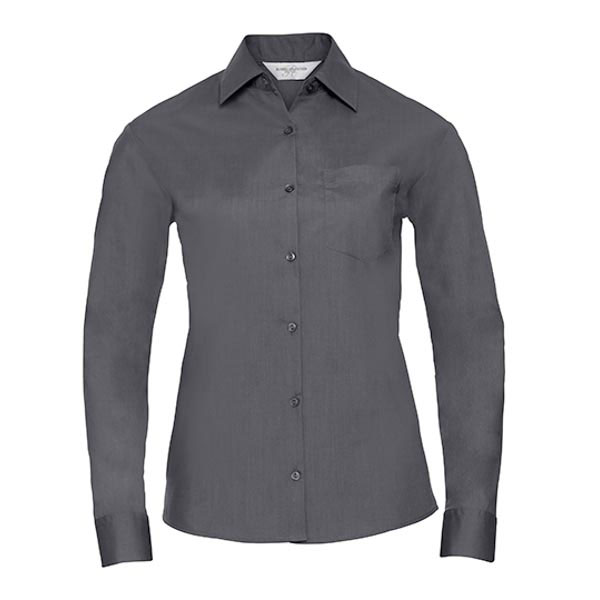 Russell Collection Ladies` Long Sleeve Classic Polycotton Poplin Shirt Z934F