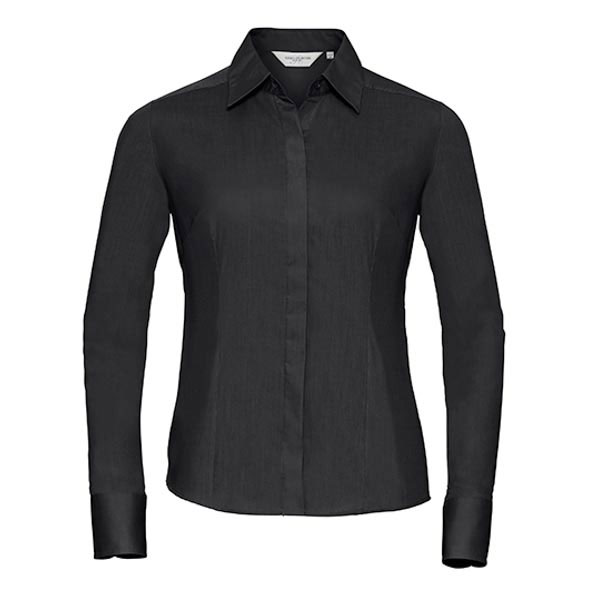 Russell Collection Ladies` Long Sleeve Fitted Polycotton Poplin Shirt Z924F