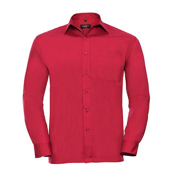 Russell Collection Men`s Long Sleeve Classic Polycotton Poplin Shirt Z934