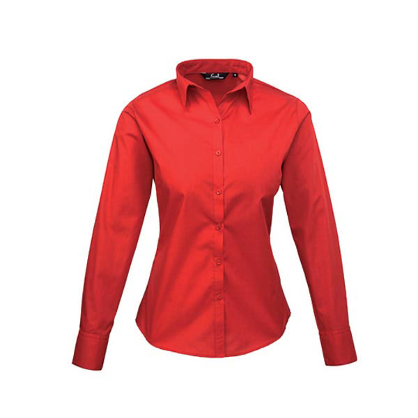 Premier Workwear Ladies` Poplin Long Sleeve Blouse PW300