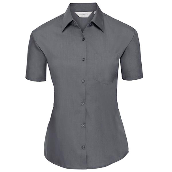 Russell Collection Ladies` Short Sleeve Classic Polycotton Poplin Shirt Z935F