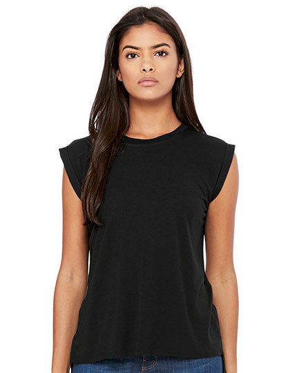 Bella Women`s Flowy Muscle Tee with Rolled Cuff BL8804