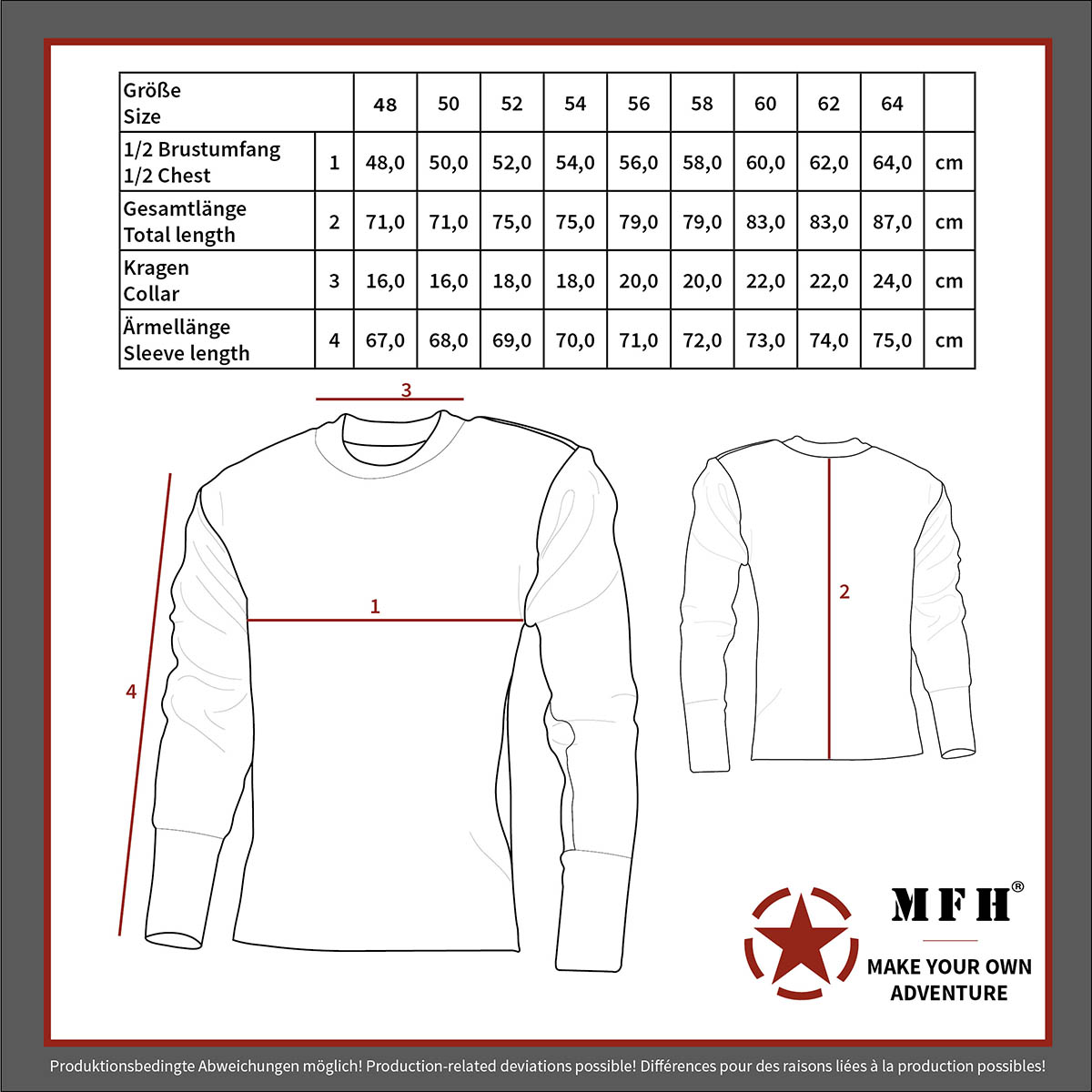 MFH BW Pullover, mit Brusttasche, 05601A