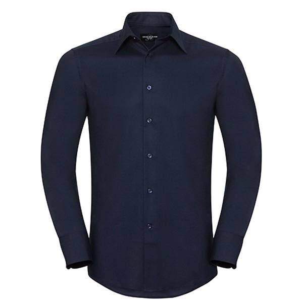 Russell Collection Men`s Long Sleeve Tailored Oxford Shirt Z922